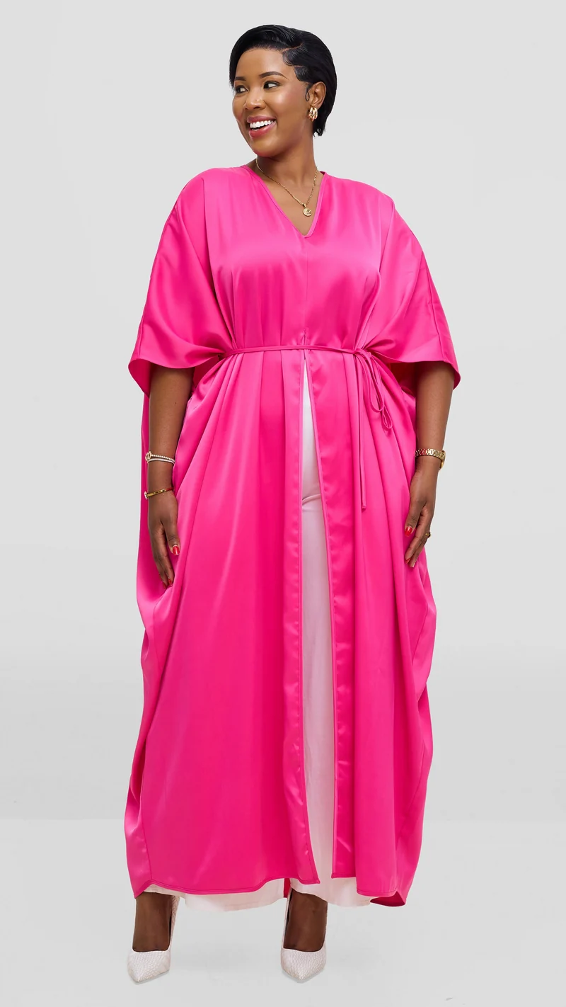 Vivo Essi Front Slit Maxi Top In Satin - Fuschia