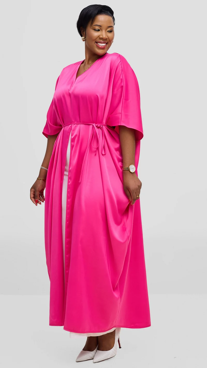 Vivo Essi Front Slit Maxi Top In Satin - Fuschia