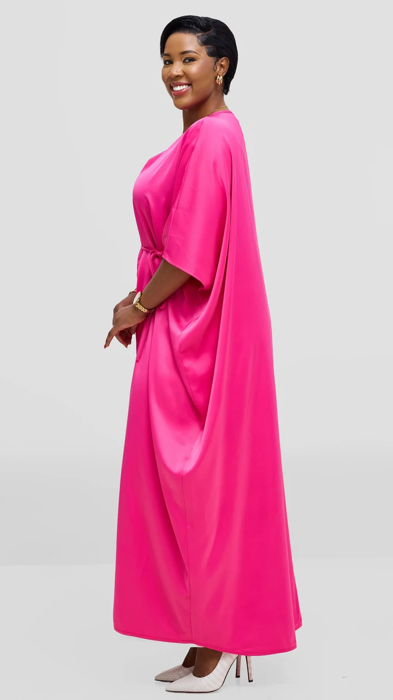 Vivo Essi Front Slit Maxi Top In Satin - Fuschia