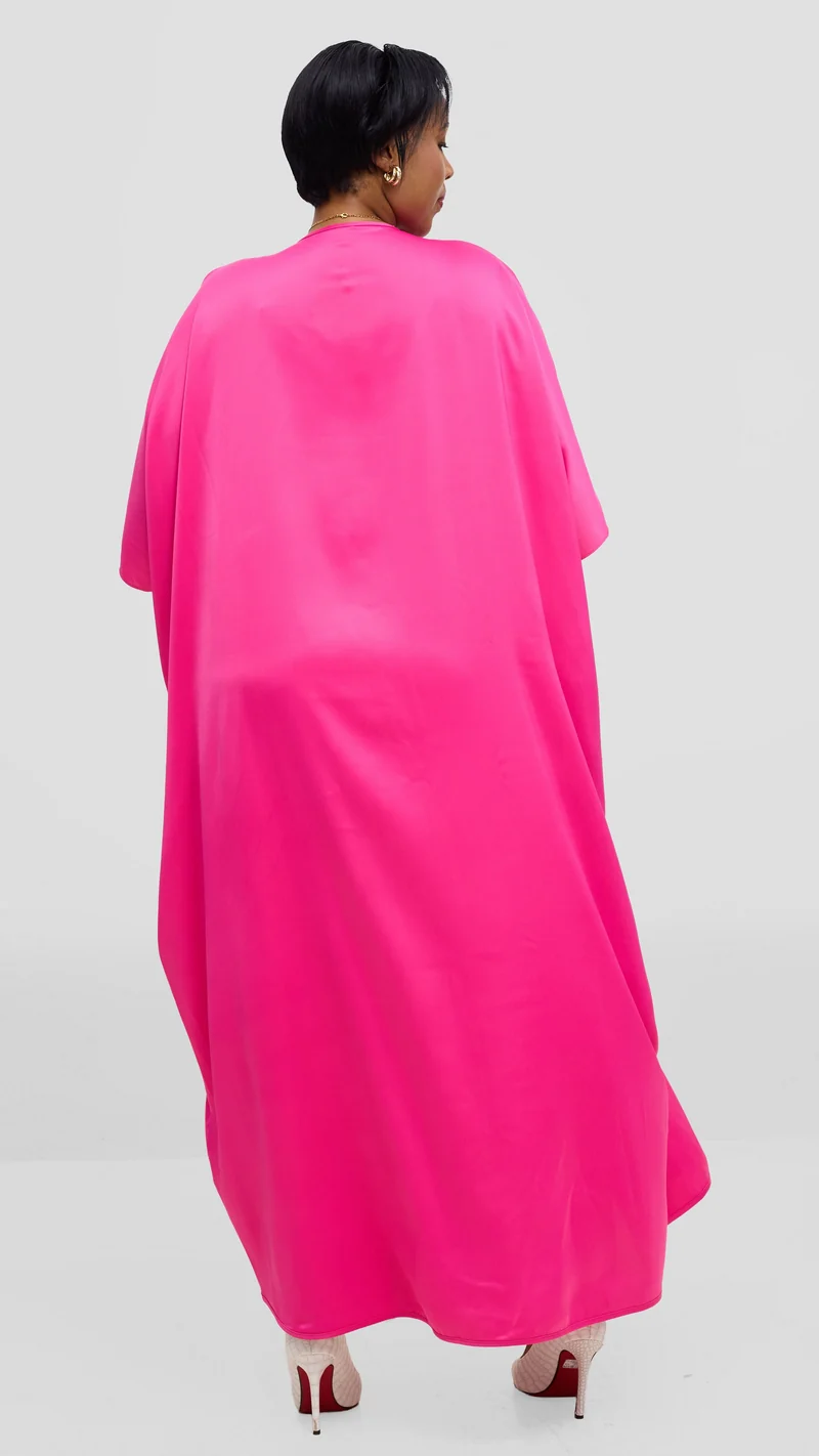 Vivo Essi Front Slit Maxi Top In Satin - Fuschia
