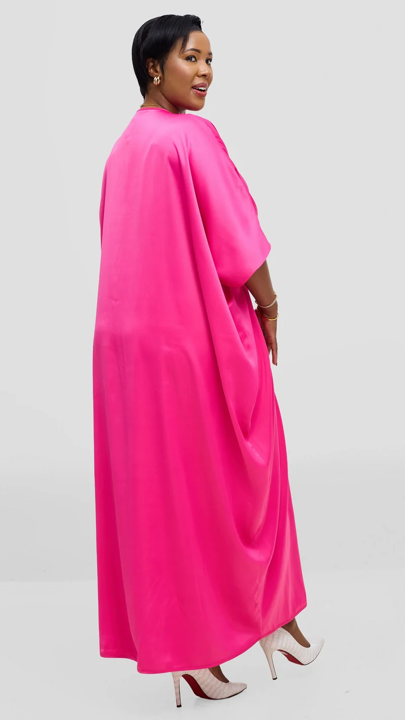 Vivo Essi Front Slit Maxi Top In Satin - Fuschia