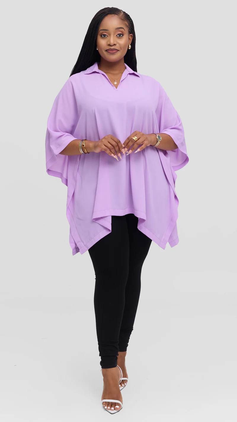 Vivo Isabi Loose Top In Chiffon - Lilac