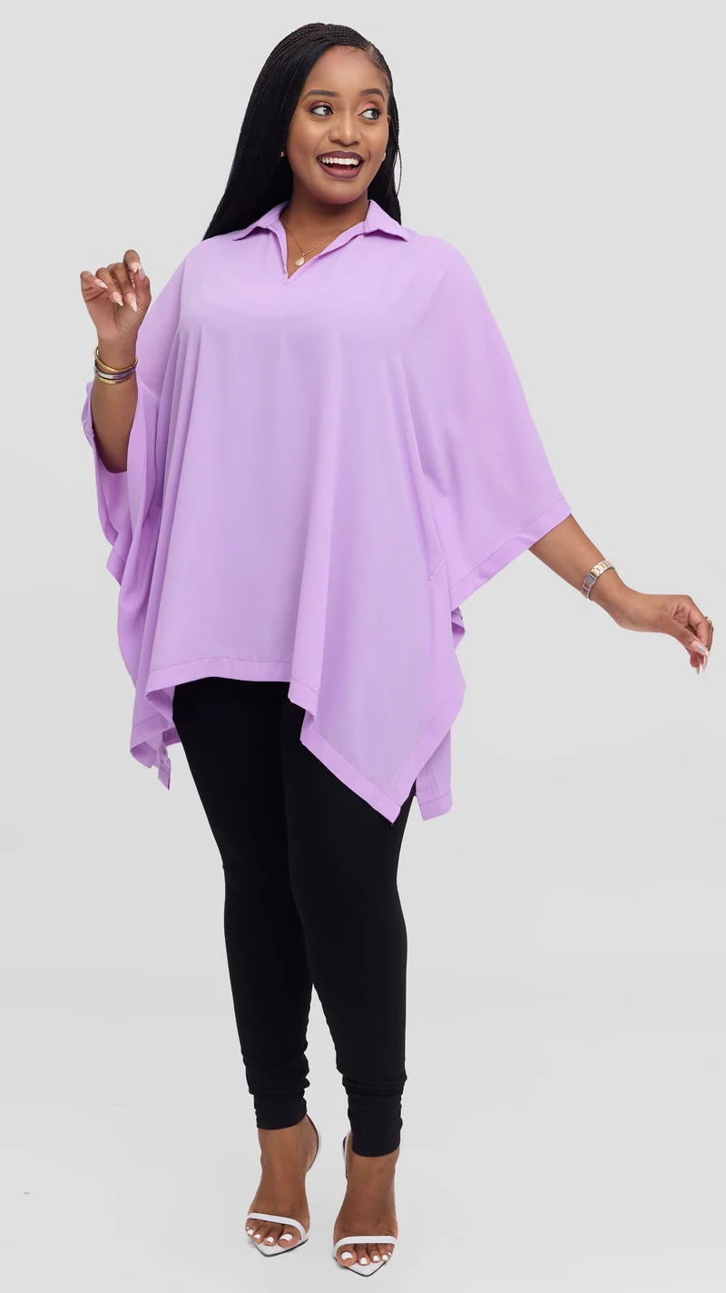 Vivo Isabi Loose Top In Chiffon - Lilac