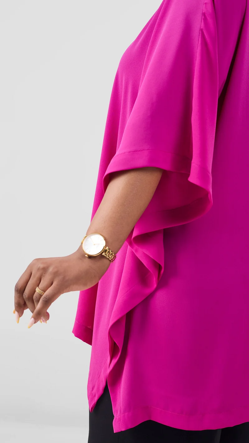 Vivo Isabi Loose Top In Chiffon - Fuschia