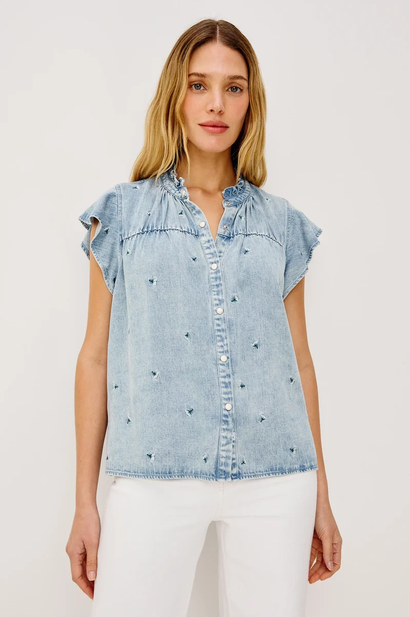 Chemisier Ruthie brodé en denim léger
