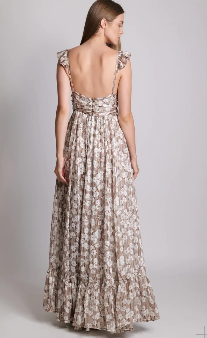 Robe longue en chiffon avec imprimé floral Silvia