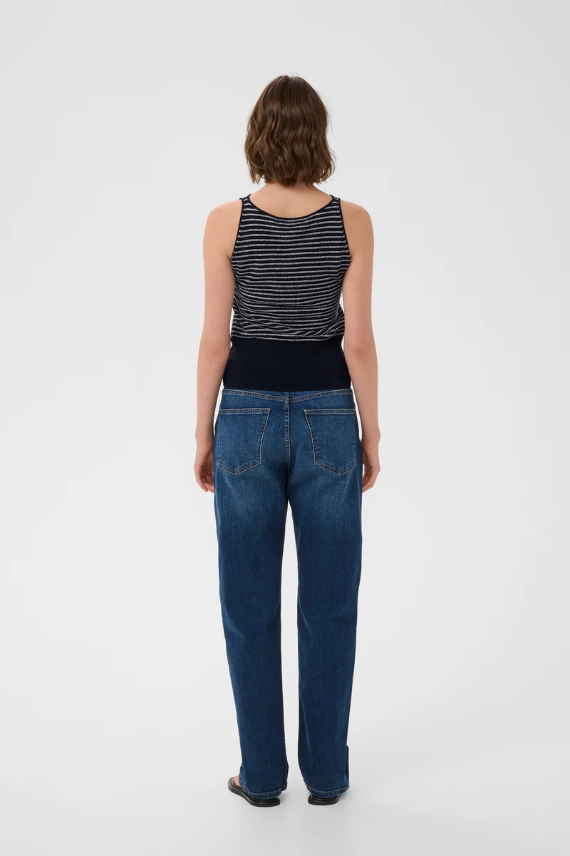 Pull Nola sans manches rayé à taille côtelée