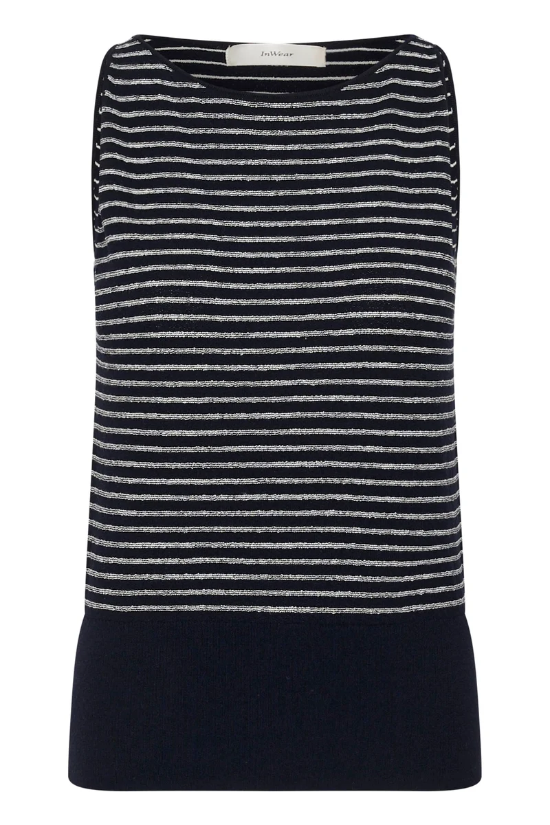 Pull Nola sans manches rayé à taille côtelée
