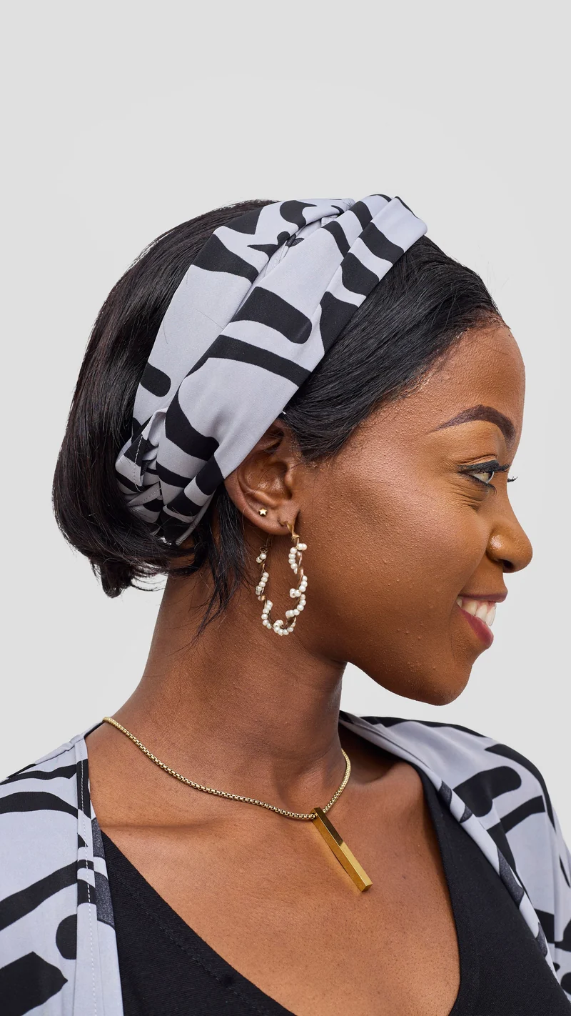 Vivo Maisha Kimono & Pant Set - Grey / Black Print