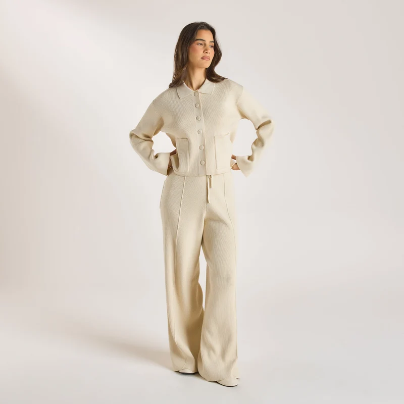 Gestricktes, Übergroßes T-Shirt - Crèmefarbe