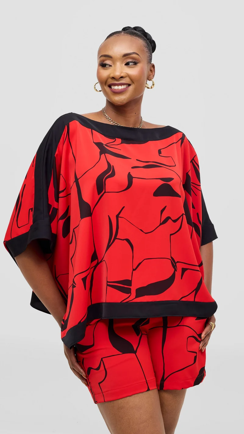 Vivo Liora Shorts - Red / Black Ziza Print