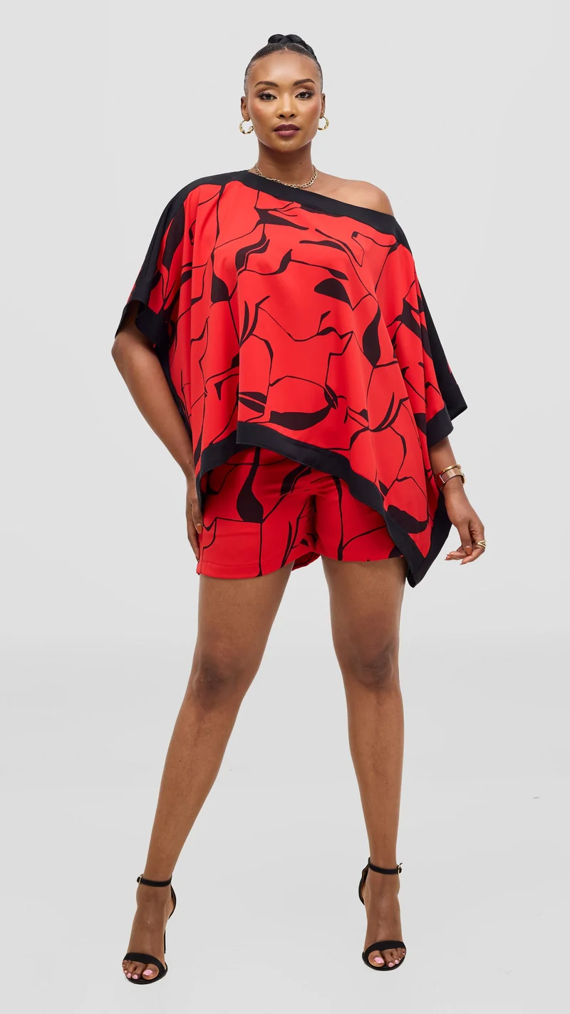 Vivo Liora Shorts - Red / Black Ziza Print