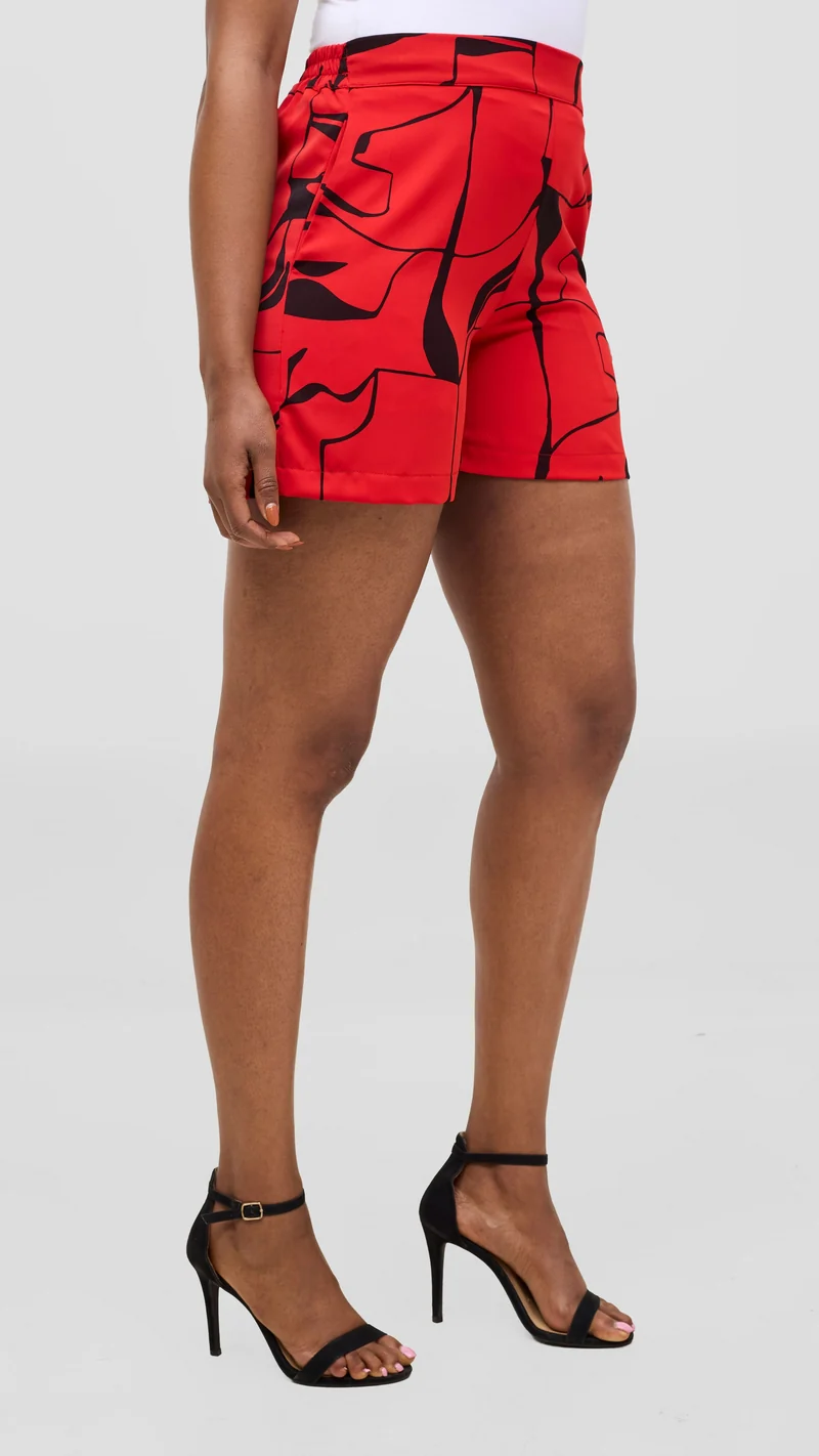 Vivo Liora Shorts - Red / Black Ziza Print