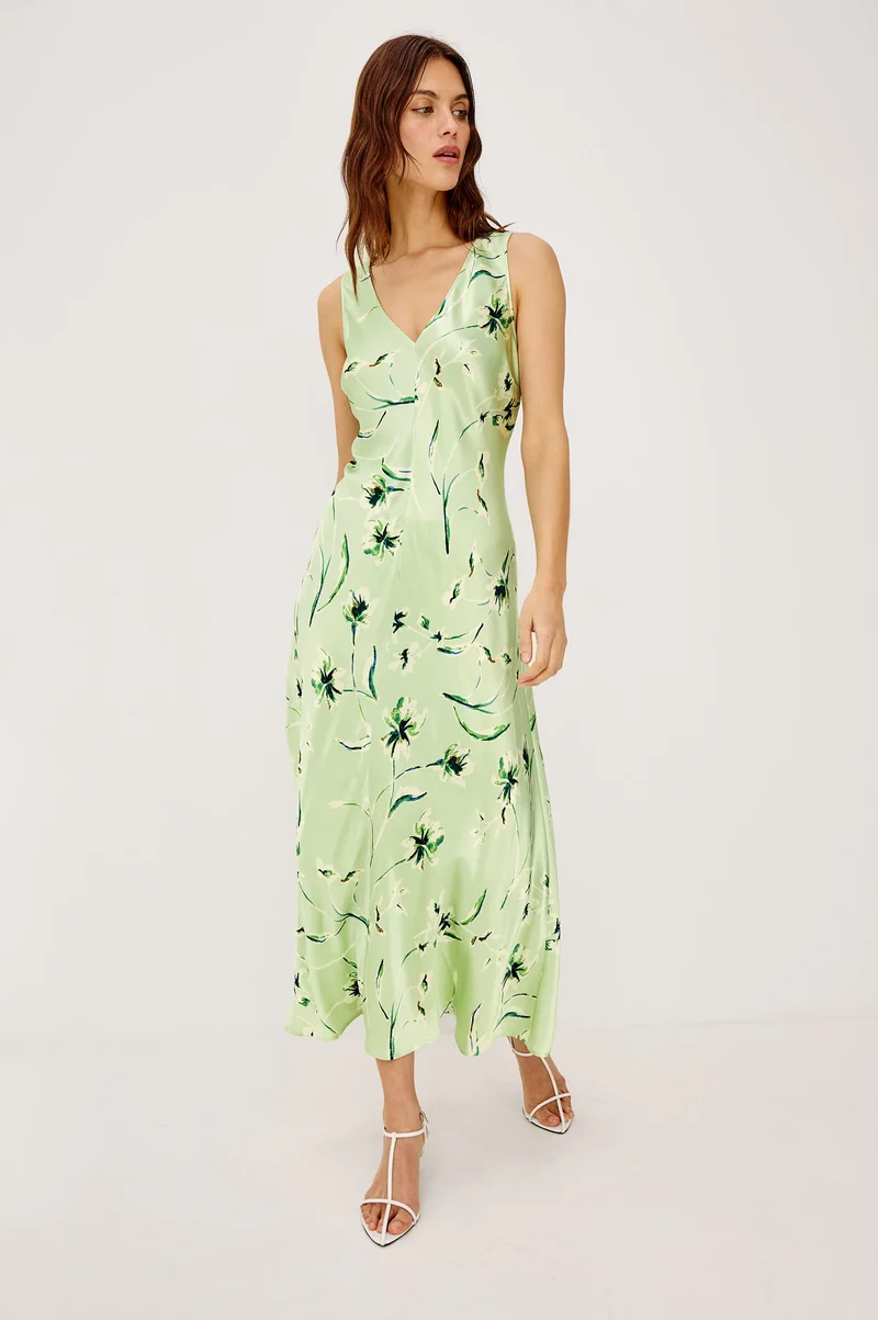 Robe maxi col V Camellia