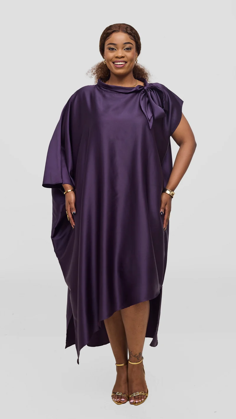 Vivo Takali Asymmetrical Midi Length Kaftan - Dark Purple