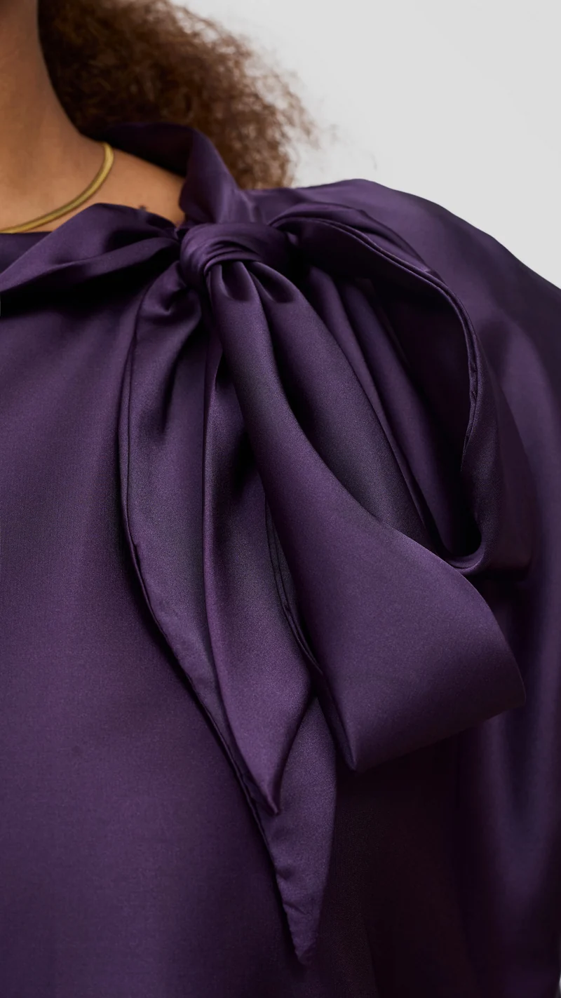 Vivo Takali Asymmetrical Midi Length Kaftan - Dark Purple