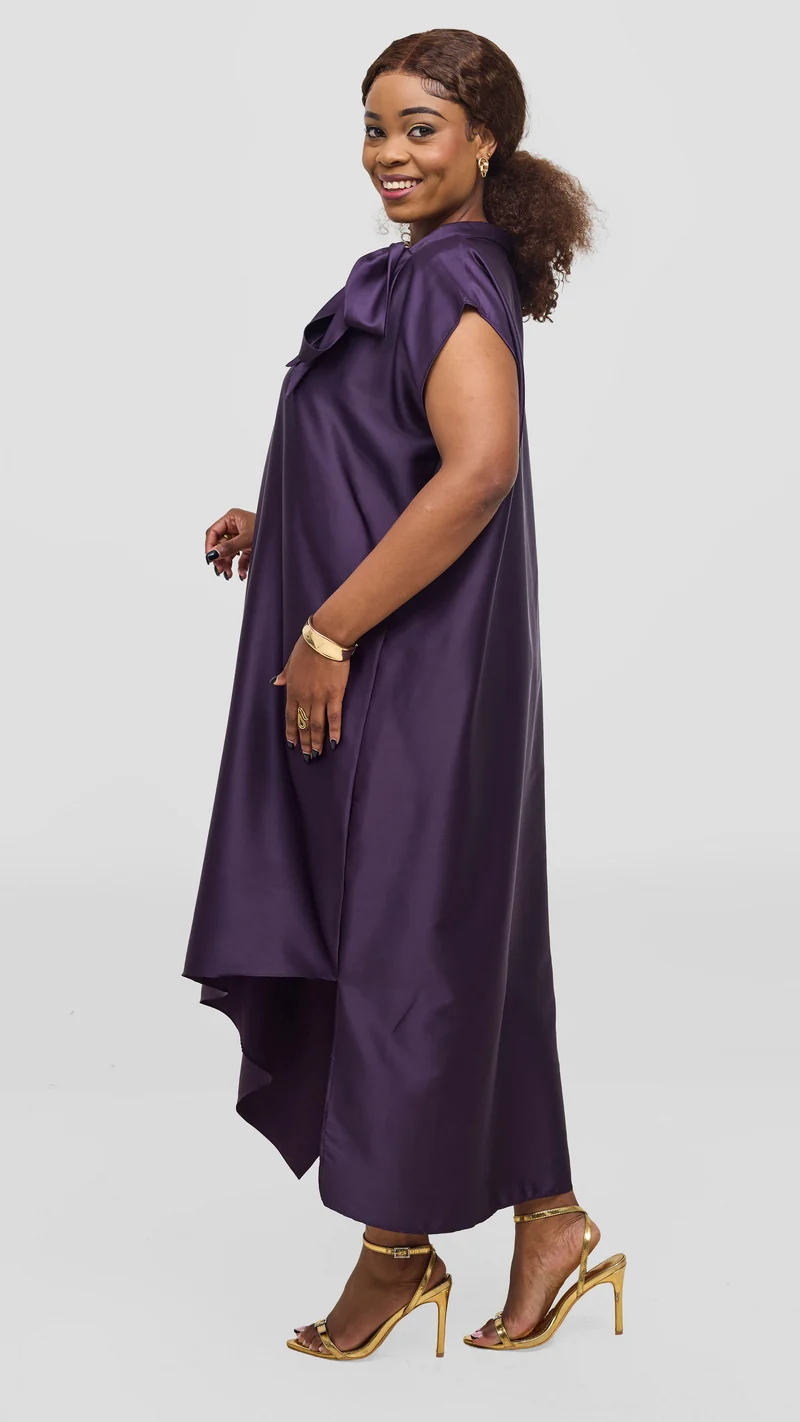 Vivo Takali Asymmetrical Midi Length Kaftan - Dark Purple