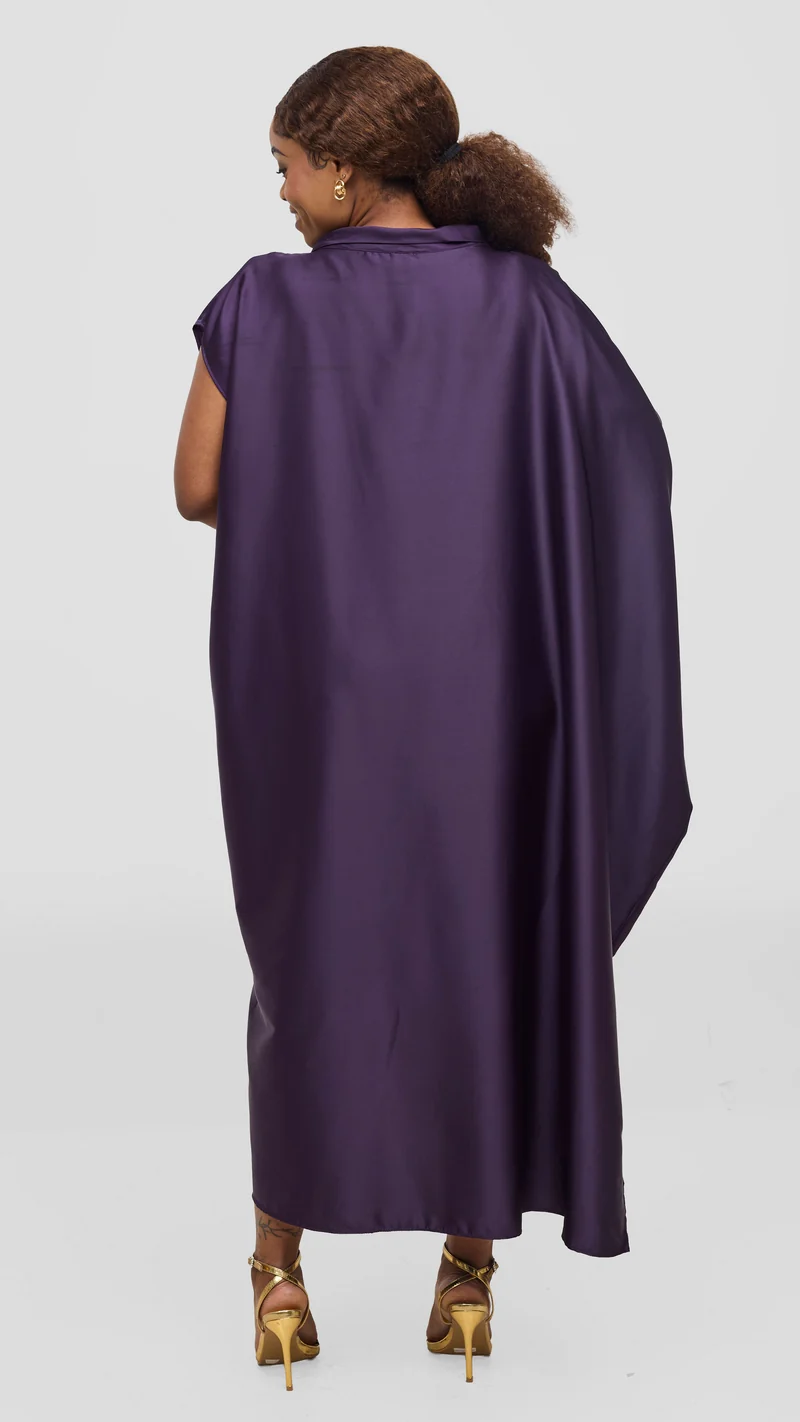 Vivo Takali Asymmetrical Midi Length Kaftan - Dark Purple