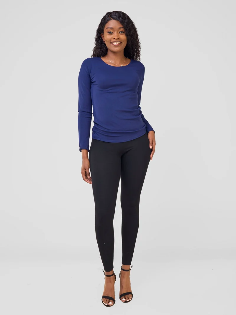 Vivo Basic Val Long Sleeve Top - Navy Blue