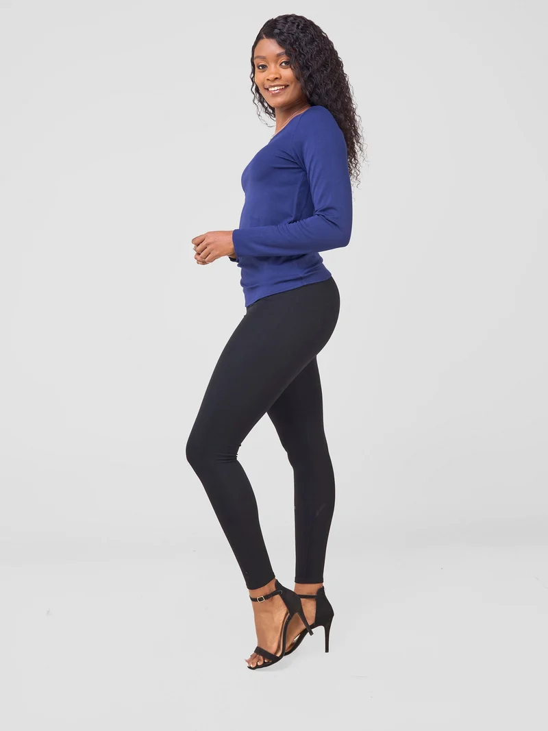 Vivo Basic Val Long Sleeve Top - Navy Blue