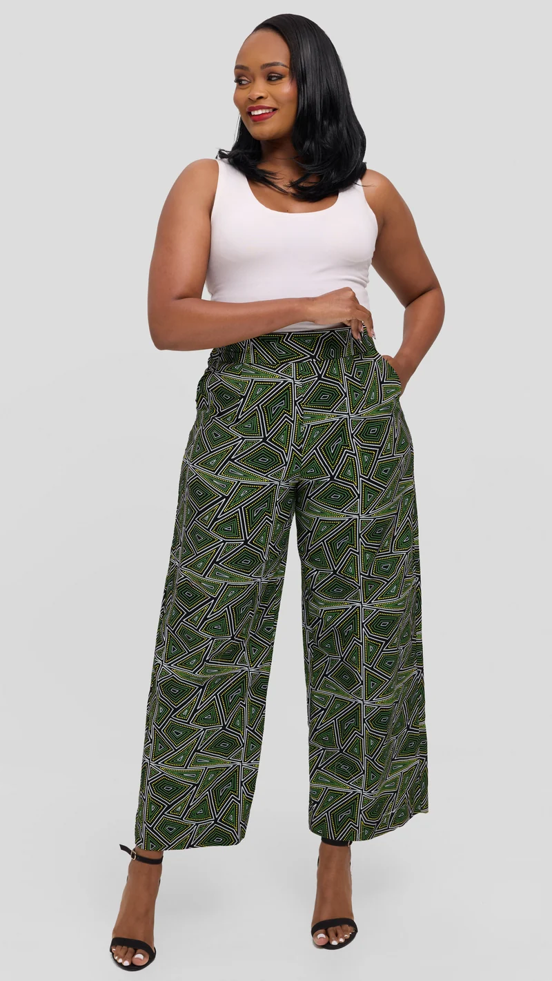 Vivo Elastic Waist Wide Leg Pants in Kitenge - Enzi Print