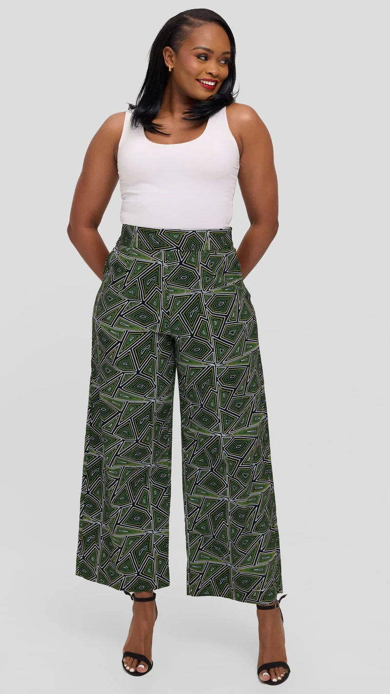 Vivo Elastic Waist Wide Leg Pants in Kitenge - Enzi Print