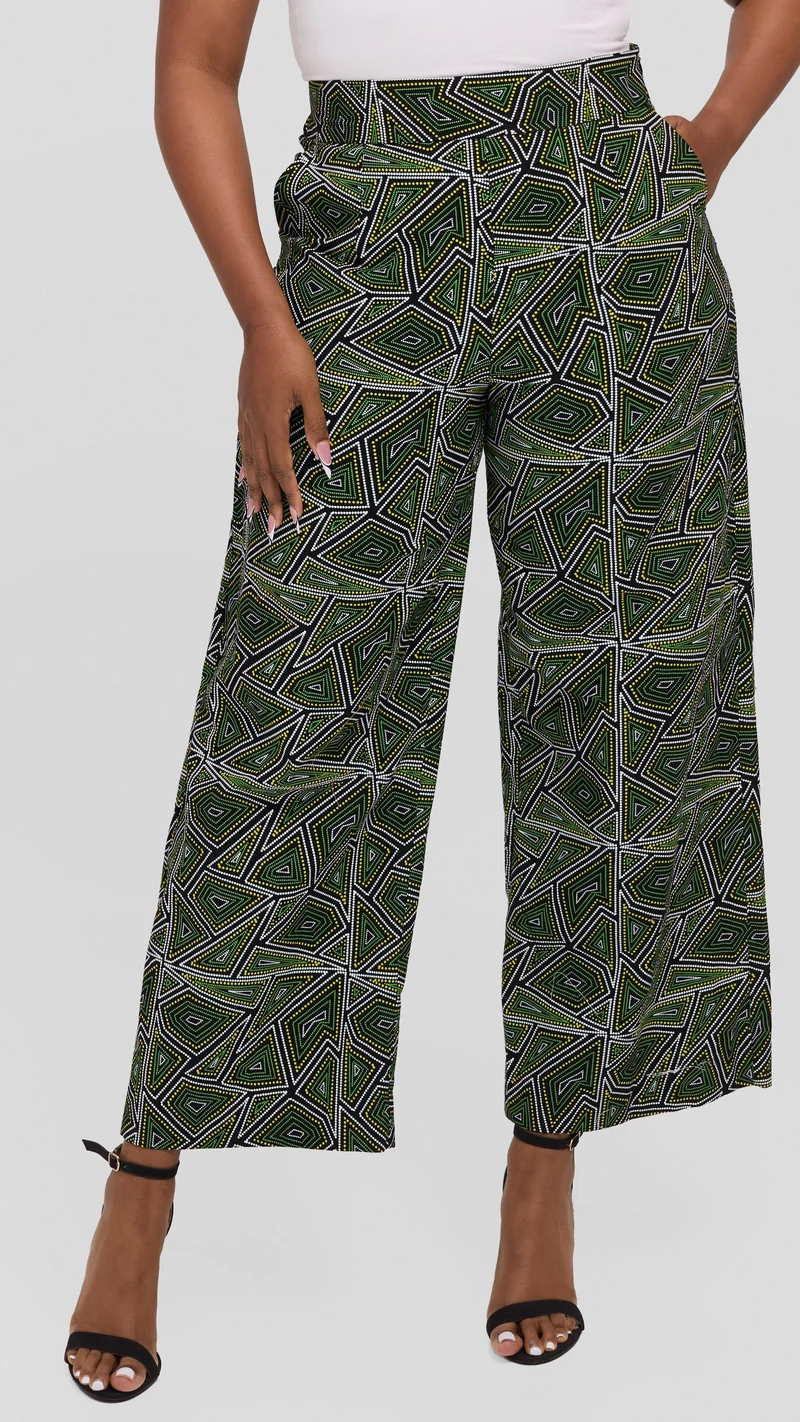 Vivo Elastic Waist Wide Leg Pants in Kitenge - Enzi Print