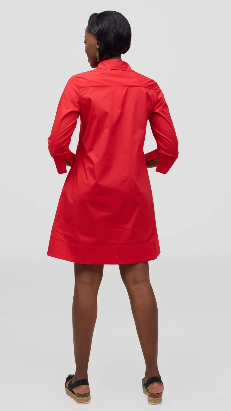 Vivo Lulu Wide Hem Tent Dress In Cotton - Red