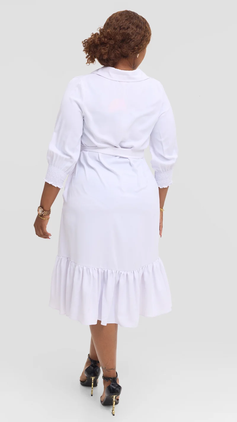 Vivo Serwa Flounce Dress - White