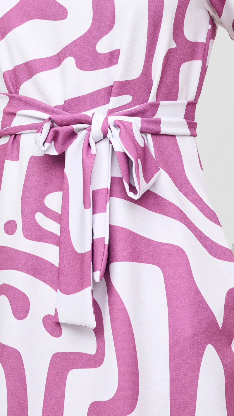 Vivo Laika 3/4 Sleeve Tent Dress - White / Dusty Pink Tamra Print