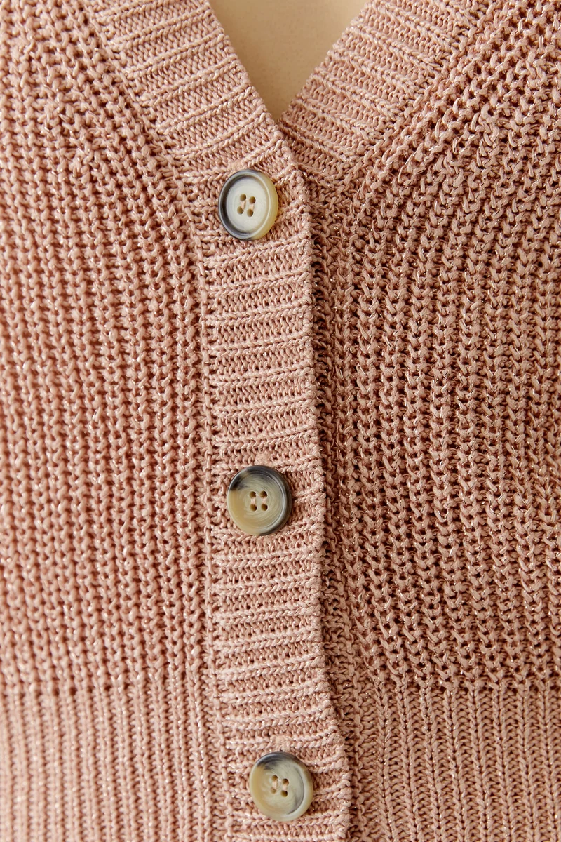 Cardigan court à encolure V et brillance subtile