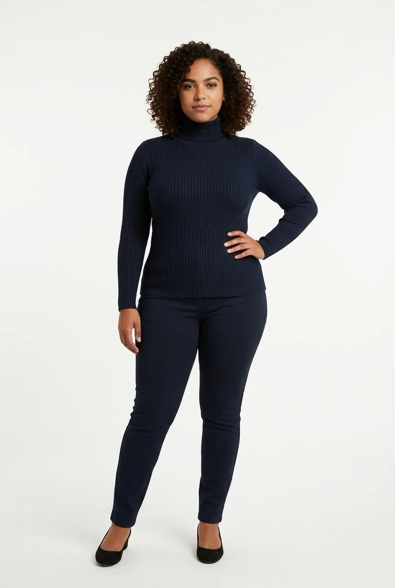 Stylish Sisters Ribbed Turtleneck Sweater - Black