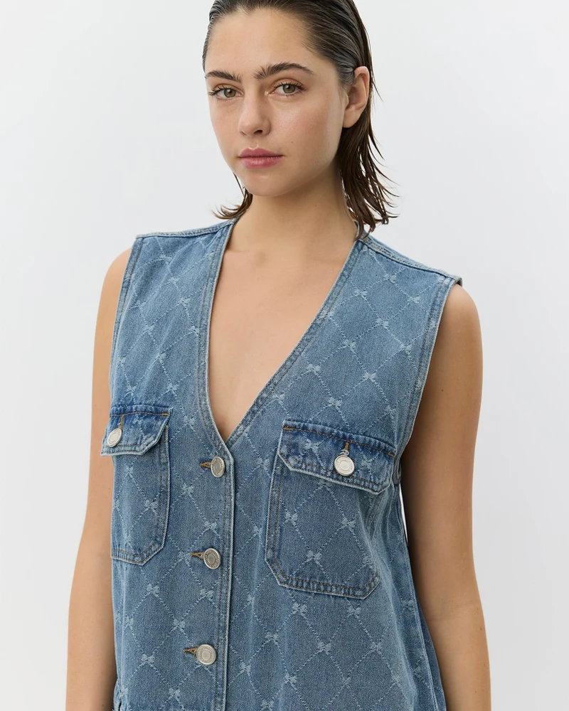 Robe Albertine sans manches en denim