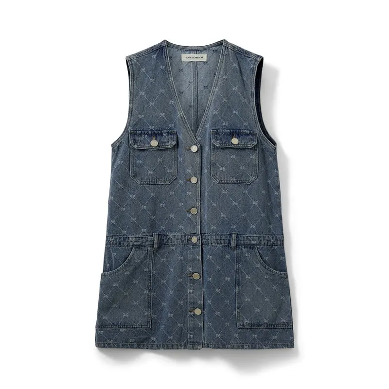 Robe Albertine sans manches en denim