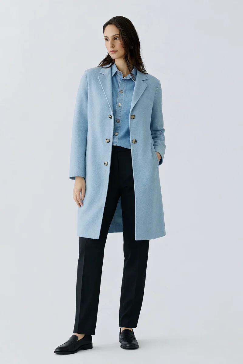 Manteau droit mi-long classique