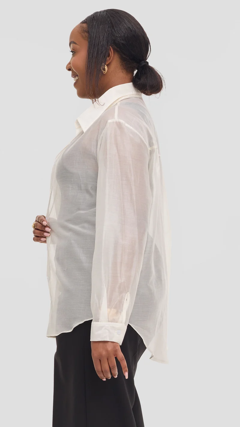 Vivo Drop Shoulder Shirt in Organza - Off White