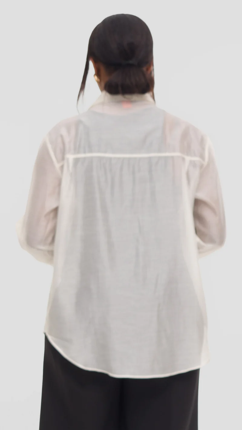 Vivo Drop Shoulder Shirt in Organza - Off White