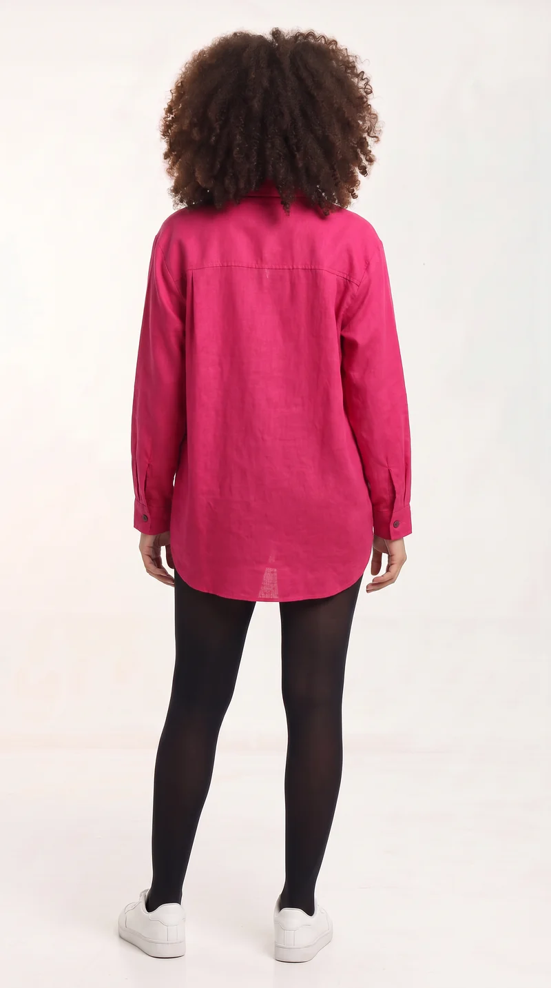 Safari by Vivo Oversized Shirt in Linen Blend - Dark Pink