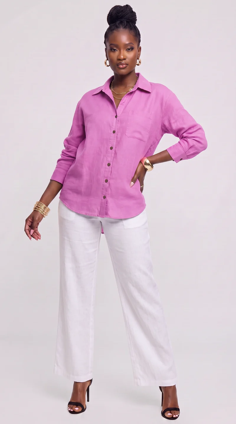 Safari by Vivo Oversized Shirt in Linen Blend - Lilac