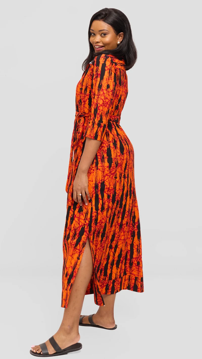 Safari by Vivo Zehra 3/4 Sleeve Maxi Dress in Kitenge - Zeki Print
