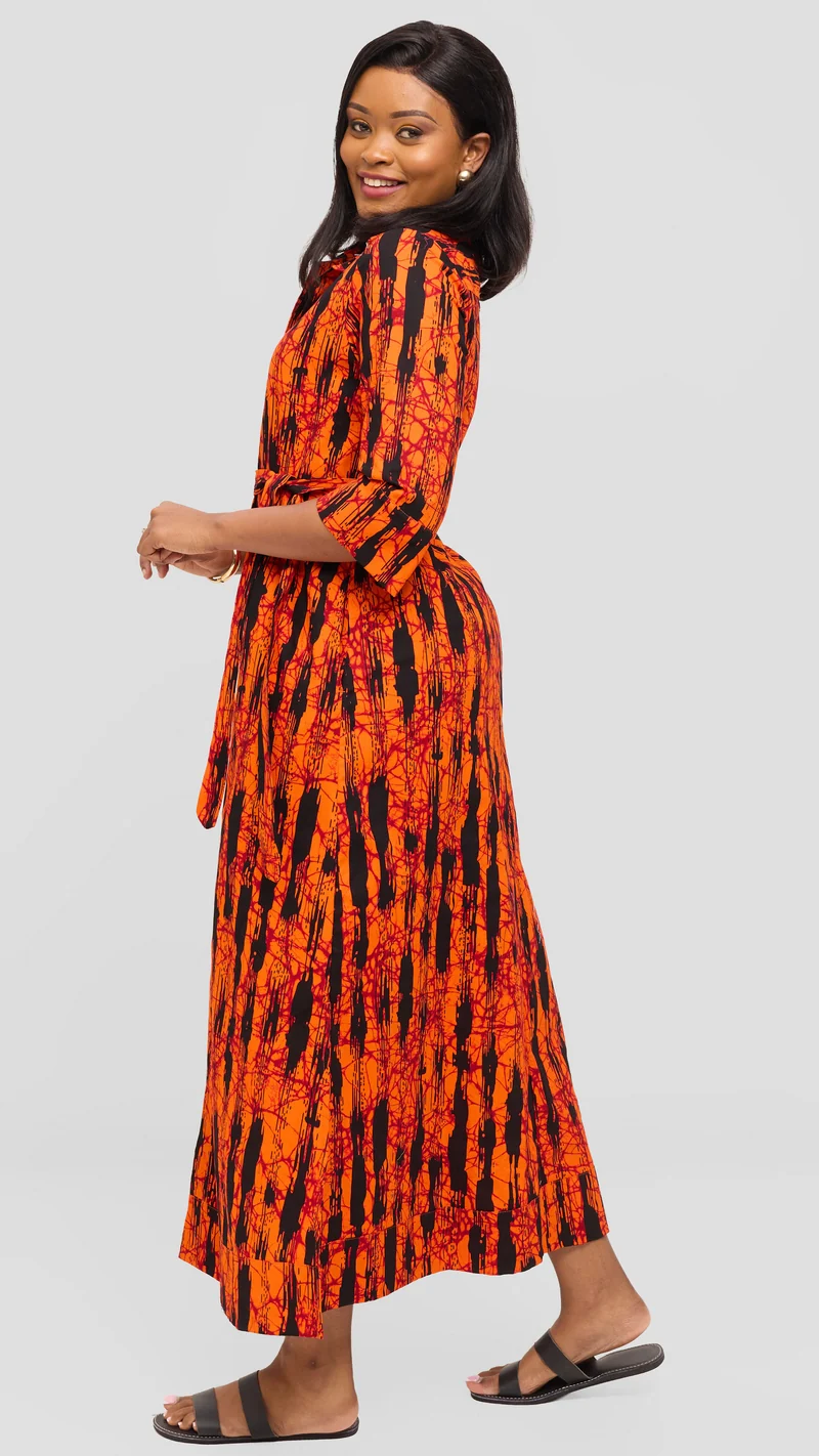 Safari by Vivo Zehra 3/4 Sleeve Maxi Dress in Kitenge - Zeki Print
