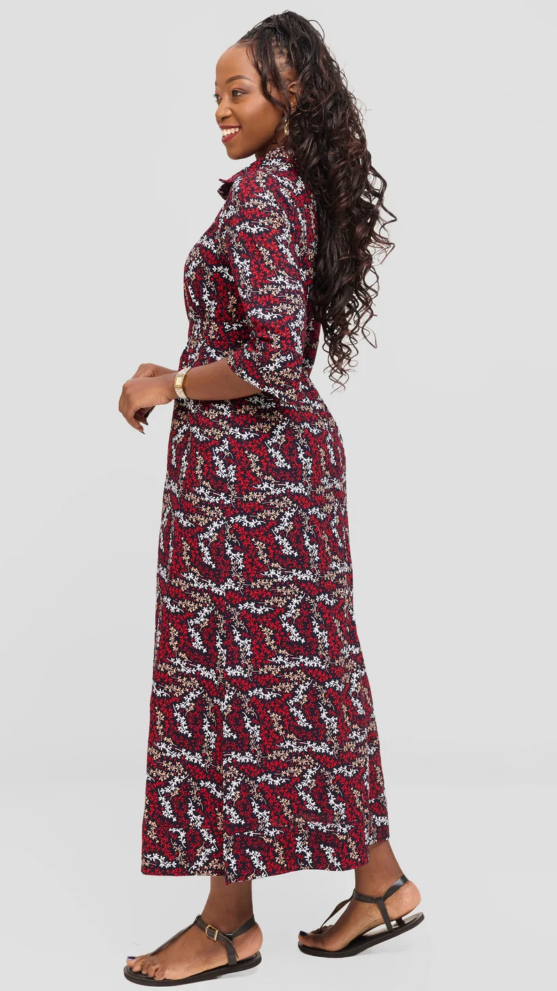 Safari by Vivo Zehra 3/4 Sleeve Maxi Dress in Kitenge - Vana Print
