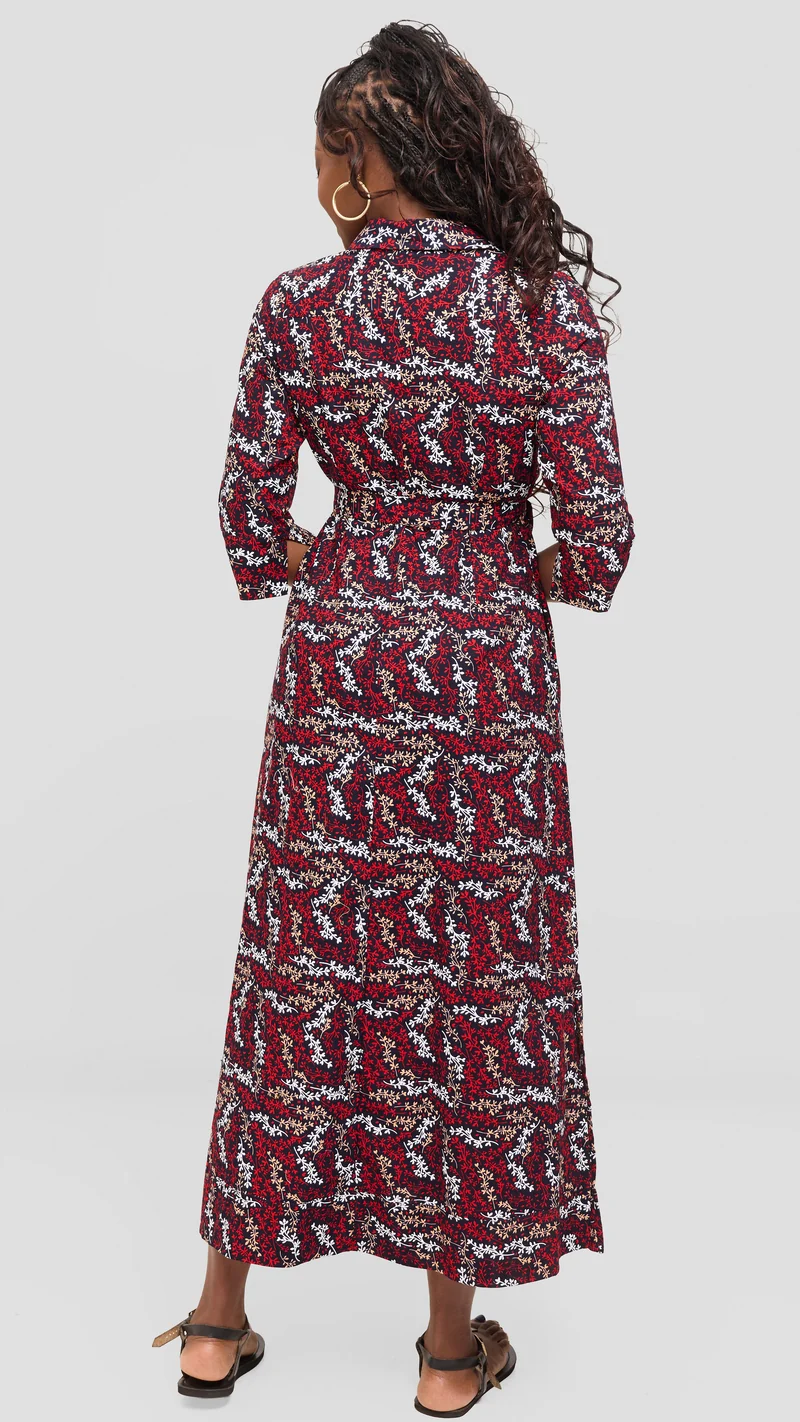 Safari by Vivo Zehra 3/4 Sleeve Maxi Dress in Kitenge - Vana Print