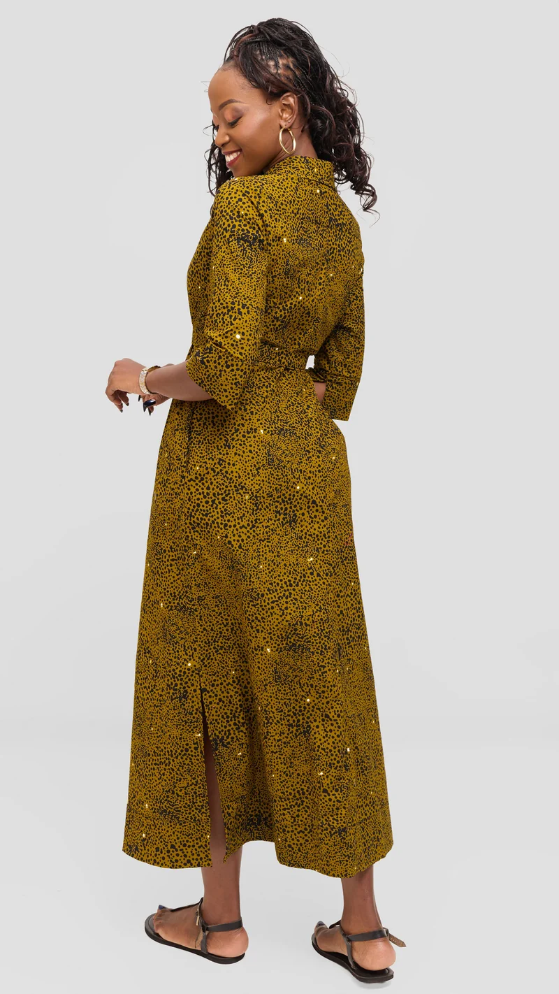 Safari by Vivo Zehra 3/4 Sleeve Maxi Dress in Kitenge - Muru Print