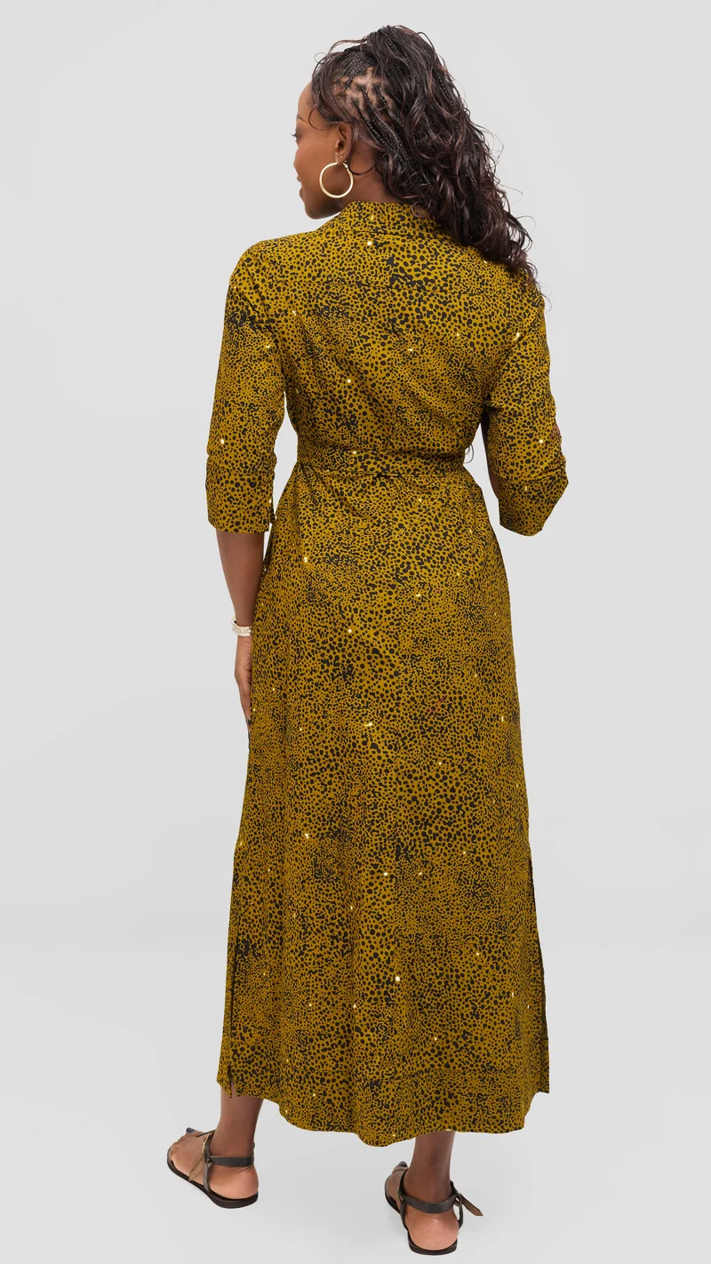 Safari by Vivo Zehra 3/4 Sleeve Maxi Dress in Kitenge - Muru Print