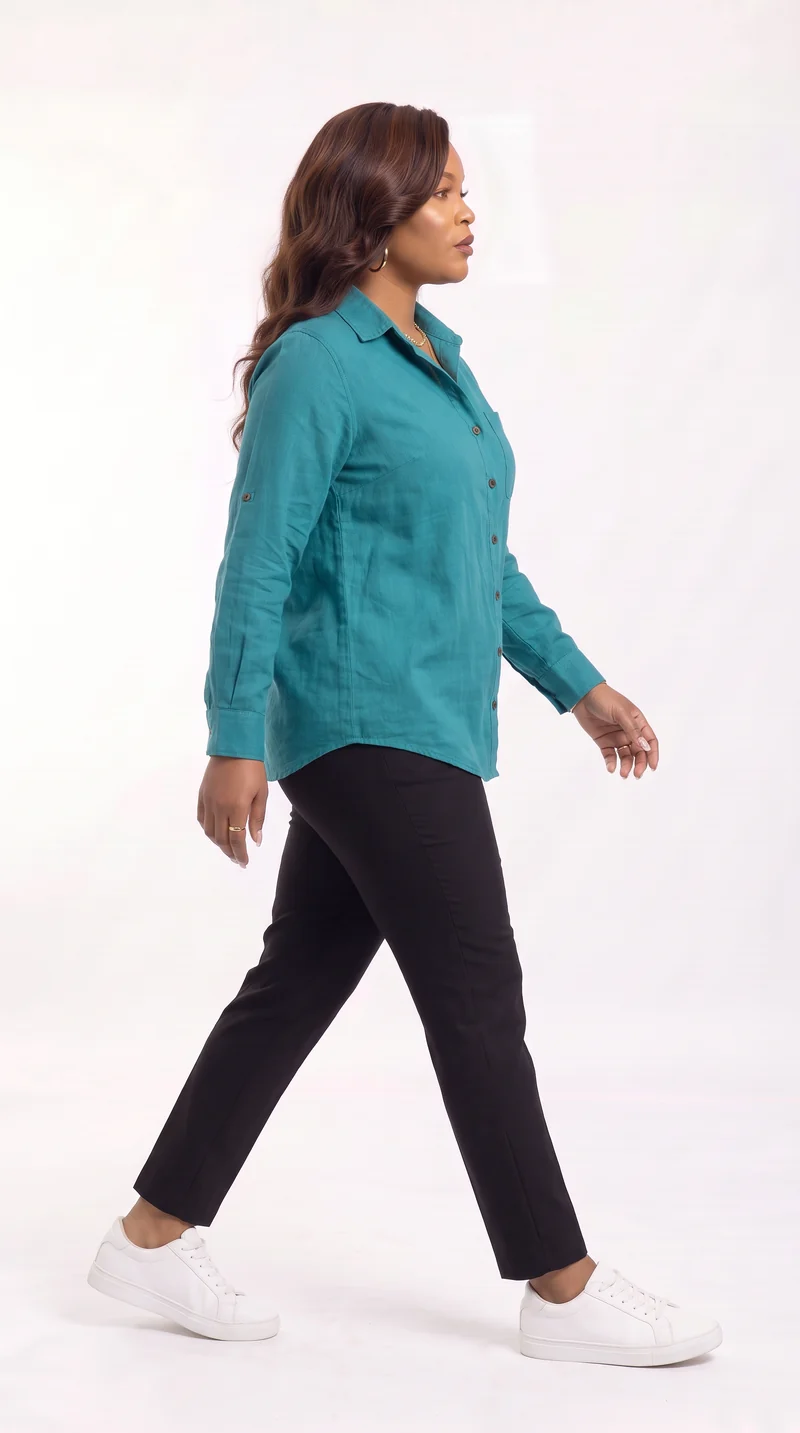 Safari by Vivo Oversized Shirt in Linen Blend - Sea Green