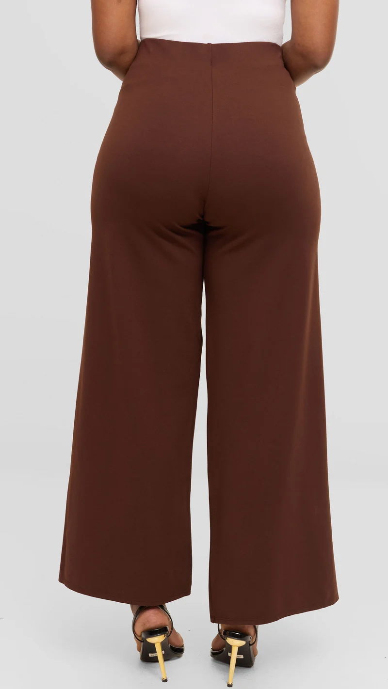Vivo Upe Wide Leg Pants in Ponte - Chocolate