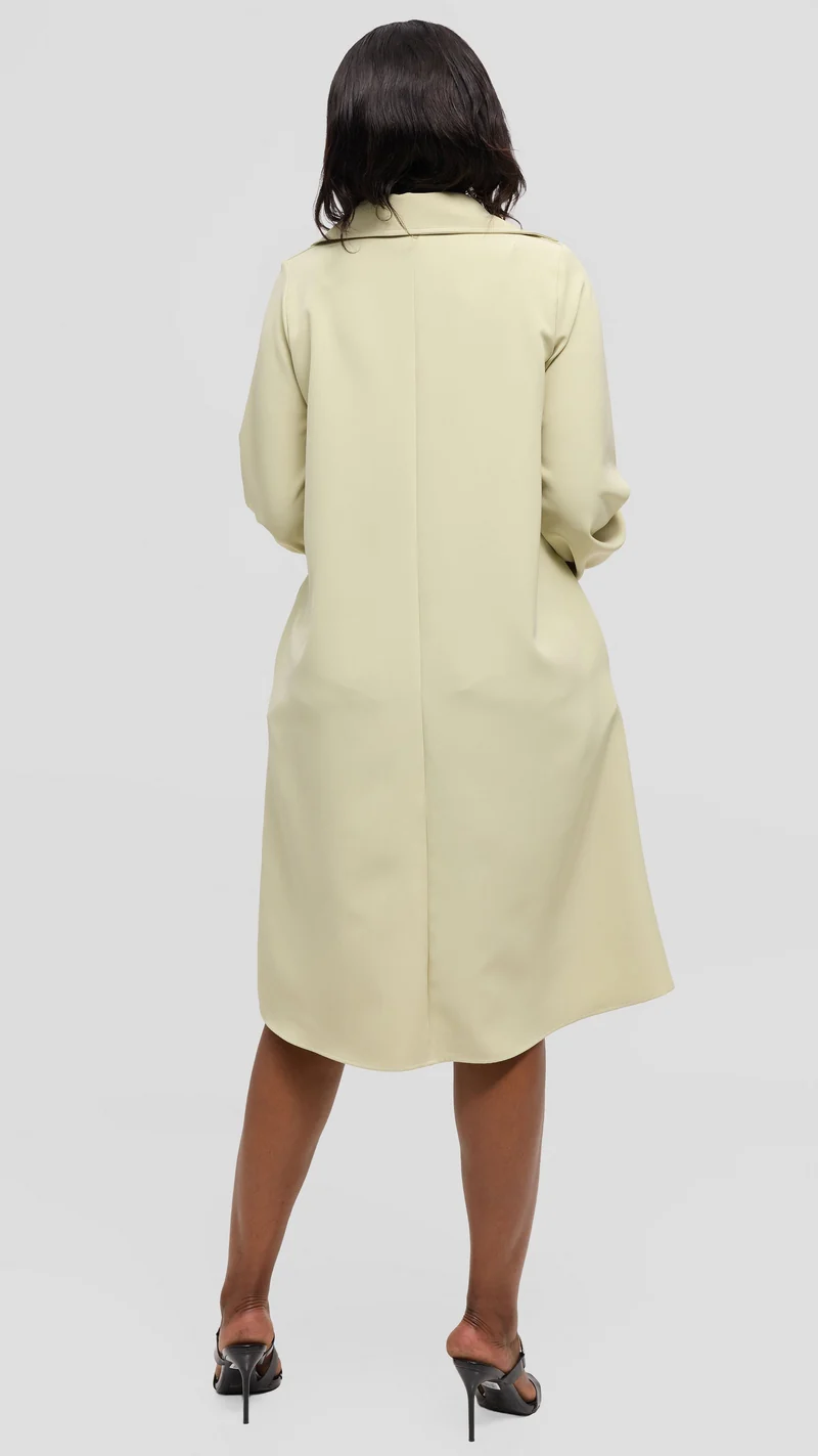 Vivo Mandla Bishop Sleeve Tent Dress in Crepe - Light Green