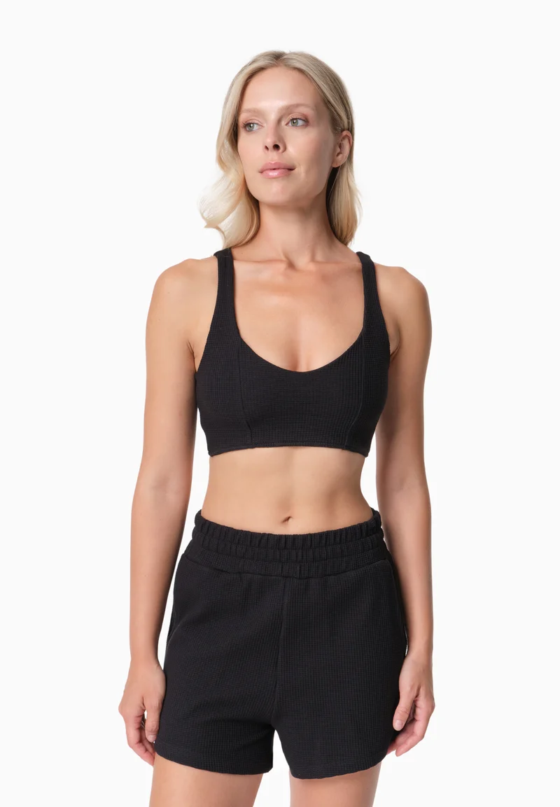 BELLA | Waffel Crop Top aus Bio-Baumwolle und recyceltem Polyester