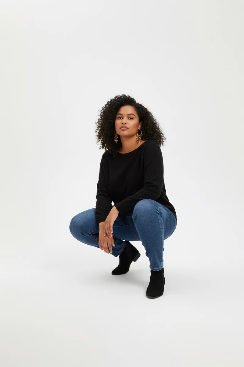 Stylish Sisters Ribbed Batwing-Sleeve Sweater Top - Black